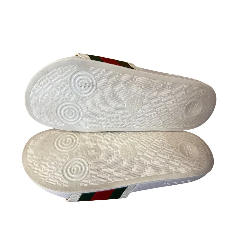 Gucci Pursuit Stripe Rubber Slide Sandals White | Mens Size 9 | Made in Italy